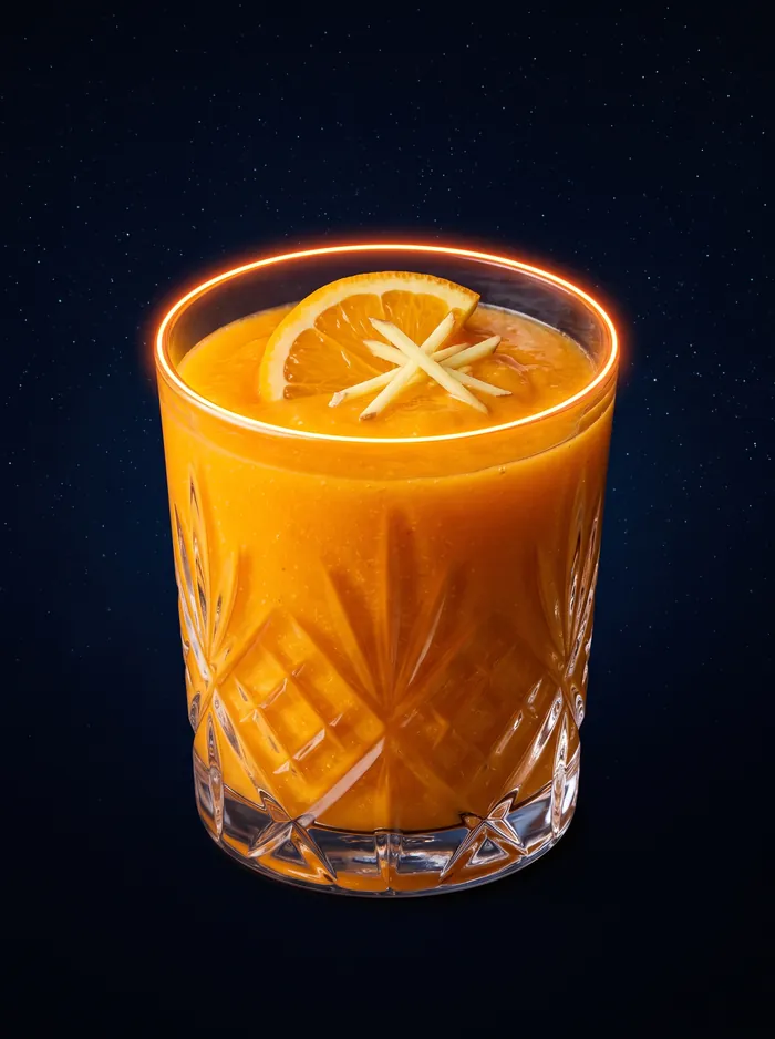 Orangefarbener Mango-Karotten-Smoothie.