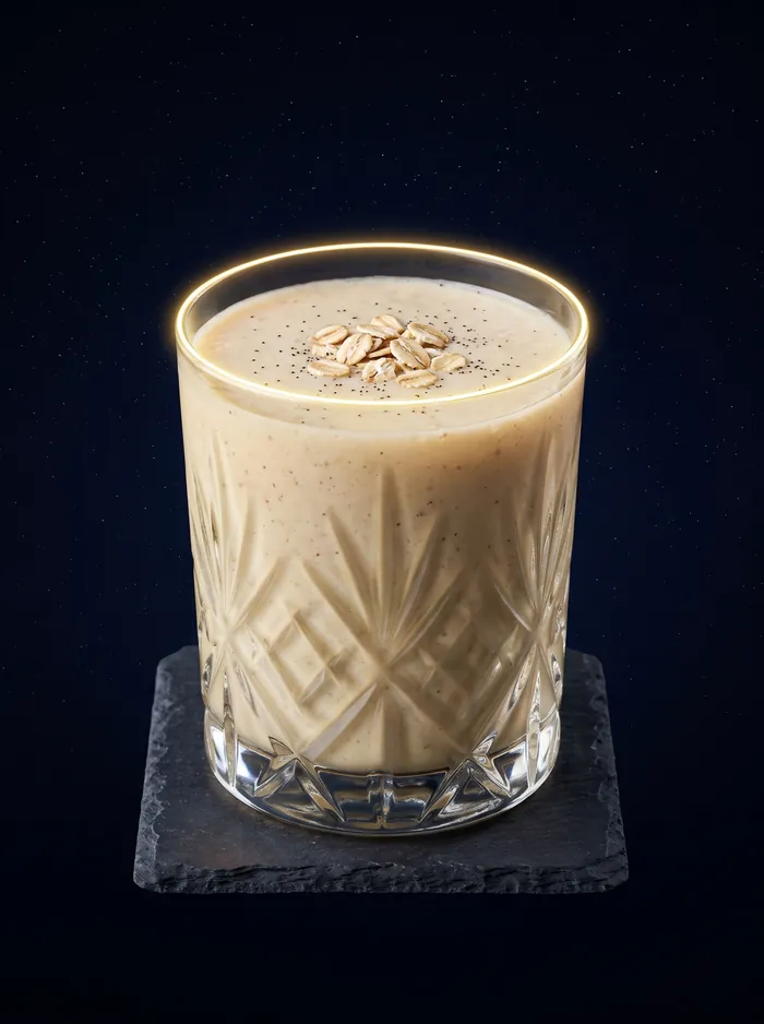 Cremiger heller Smoothie mit Haferflocken.