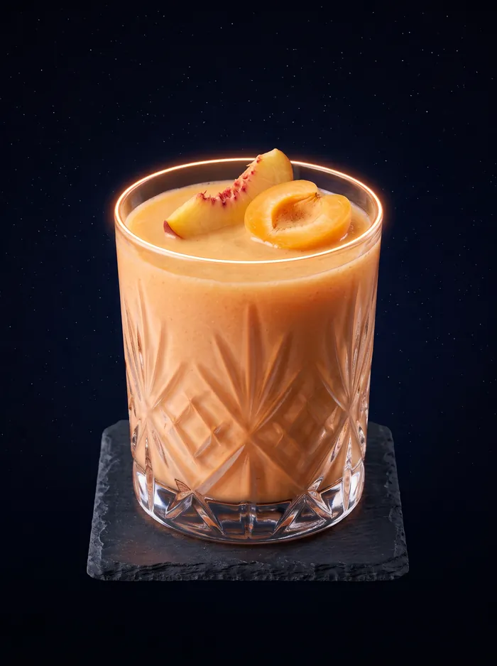 Orangefarbener Pfirsich-Smoothie.